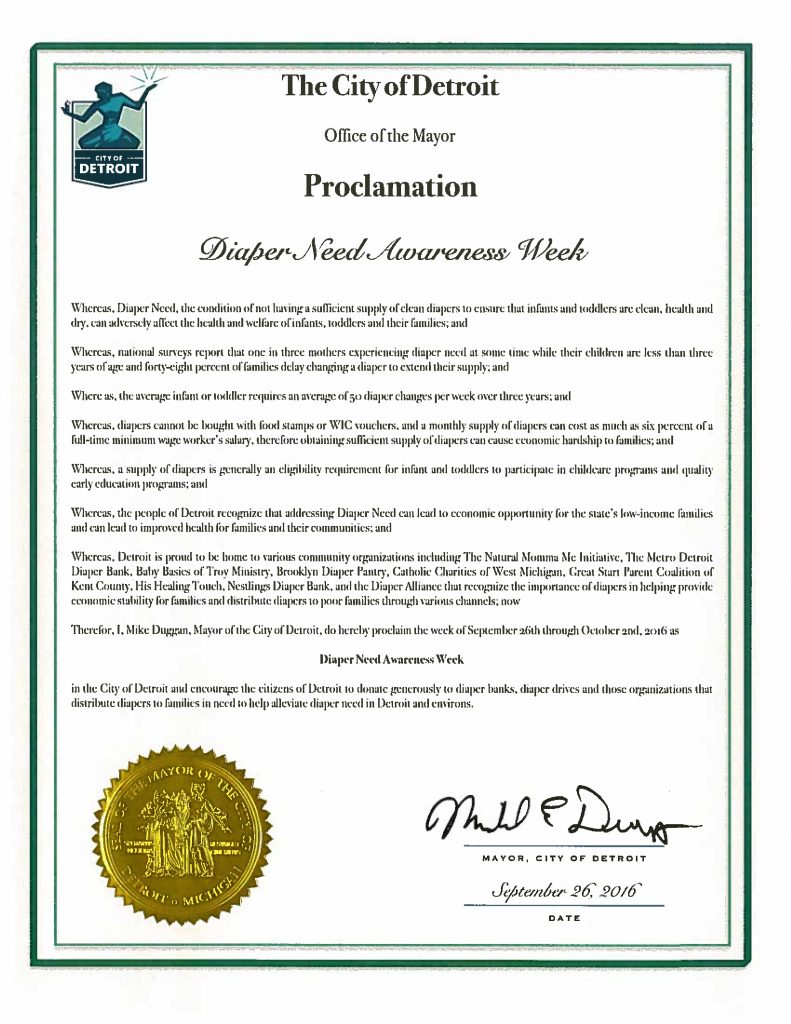 City of Detroit Diaper Need Awareness Week Metropolitan Detroit