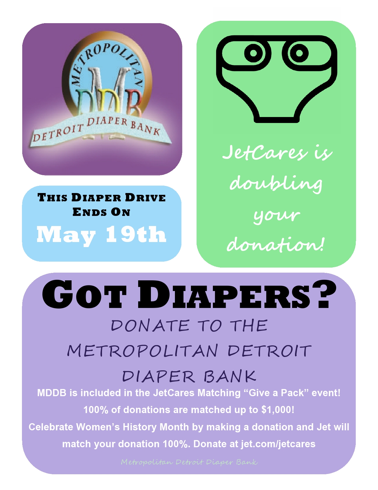 JetCares Matching “Give A Pack” Event Metropolitan Detroit Diaper Bank